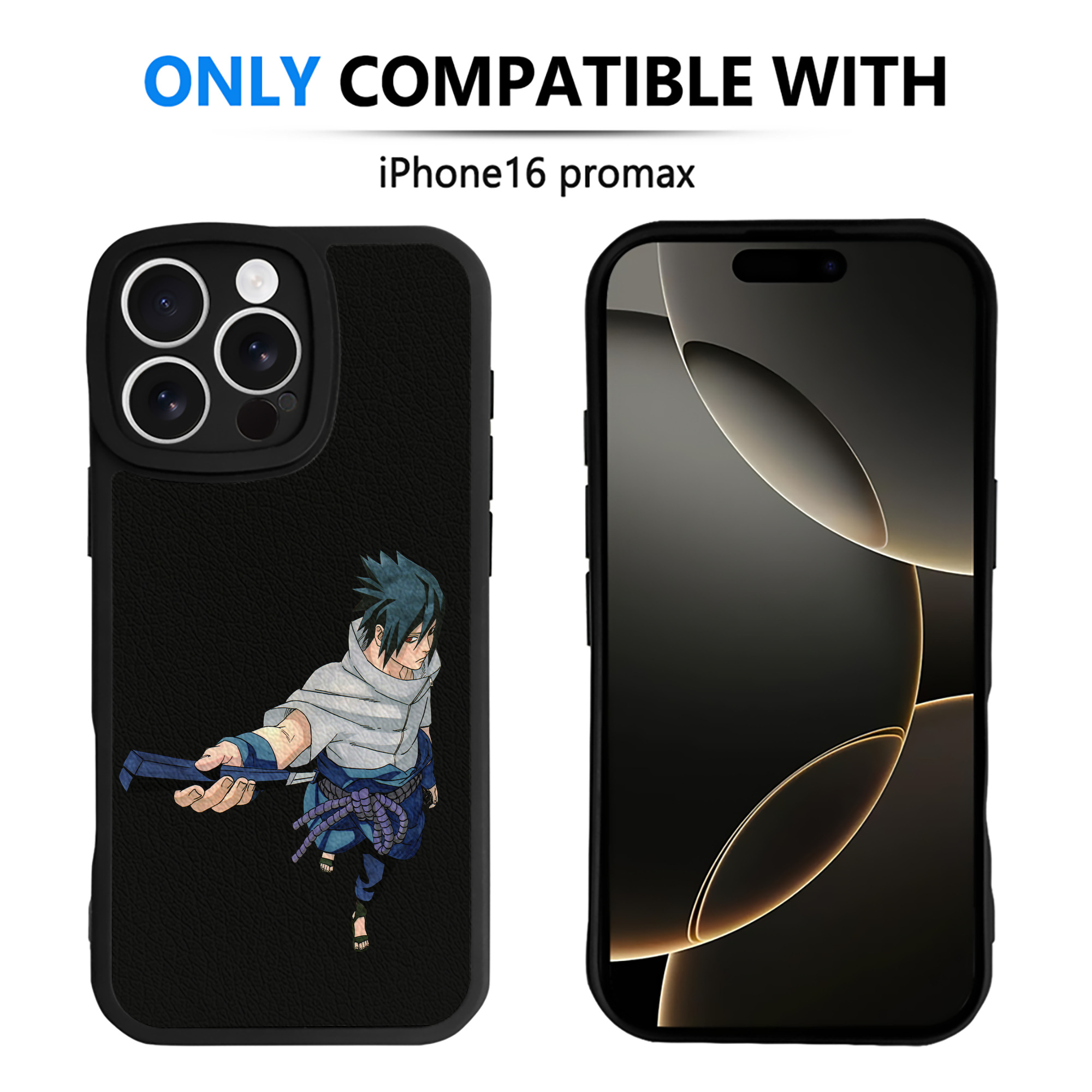 （画像用） NARUTO -ナルト- うちは サスケ Uchiha Sasuke 【iPhone 16シリーズ対応】シリコンスマホケース（レザー調） 材質：シリコン